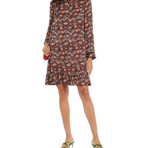 byTiMo Velvet floral-print satin mini dress  Size XL